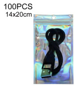 100PCS Laser Self-sealing Packaging Bag Data Line Aluminum Foil Plastic Bag , Size: 14x20cm
