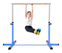 COSTWAY Steel Gymnastikstång Justerbar höjd från 91 till 150 cm Belastning 100 kg för skola, hem, trädgård Diameter 4 cm blå