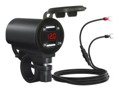 ZH-771B3 Car / Motorcycle 3.1A Dual USB Port Car Charger + Voltmeter(Red Light)