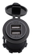 Universal Car Dual USB Charger Power Outlet Adapter 4.2A 5V IP66 with Aperture + 60cm Cable(Green Light)