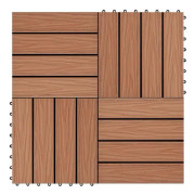 Präglad terrassplatta 11 st WPC 30 x 30 cm 1 m² Brun - SALUTUYA - BD03358