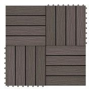 Präglad terrassplatta 11 st WPC 30x30 cm 1 m² Brun - SALUTUYA - BD18820