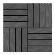 Präglad terrassplatta 11 st WPC 30 x 30 cm 1 m² Svart - SALUTUYA - BD04131