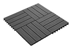 Präglad terrassplatta 11 st WPC 30 x 30 cm 1 m² Svart - SURENHAP - J11885