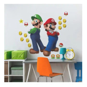 Klistermärken - självhäftande bokstäver Roommates - RMK5223GM - Giant Super Mario Bros. och omplacerbar Luigi