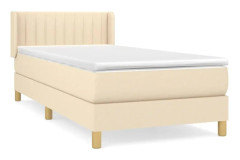 vidaXL Ramsäng med madrass gräddvit 90x190 cm tyg