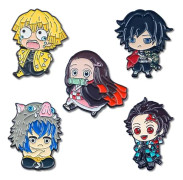Anime Slayer Brosch 5 st söta emalj knappnålar Kamado Nezuko Zenitsu Hashibira Inosuke Anime Slayer Present till barn kvinnor kläder ryggsäck