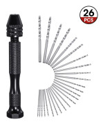 26st Twist Drill Bit Set Hand Drill Tools 25st 0.5-3.0mm Micro Bit Mini Hand Drill Set