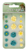 Scrapberrys Polyresin Dekorationer - Set of Flowers - Gul/Blå