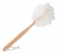 Loofah stick, luffa ryggskrubber för dusch, PE mjukt mesh loof