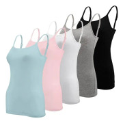 5 st Basic Camisole Justerbar Camisole Spaghetti Rem Tank Top för Kvinnor och Flickor (Stor)