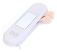 Travel Makeup Brush Holder Silicone Cosmetic Brush Organizer Bag Storage Box Without Lanyard(White)