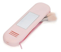 Travel Makeup Brush Holder Silicone Cosmetic Brush Organizer Bag Storage Box Without Lanyard(Pink)