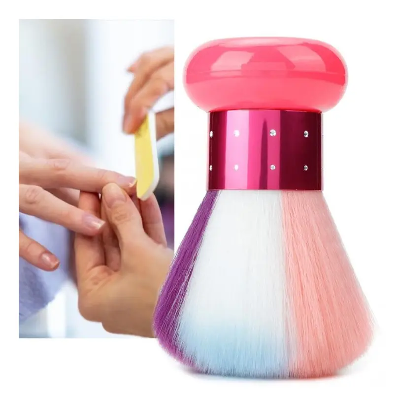 Soft Fur Mushroom Dust Brush Round Handle Soft Fur Clean Nail Brush