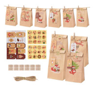 Adventskalender för fyllning, 24 adventskalenderpåsar, adventskalender för att fylla själv-med siffror klistermärken och träklämma, julklappspåsar Cale
