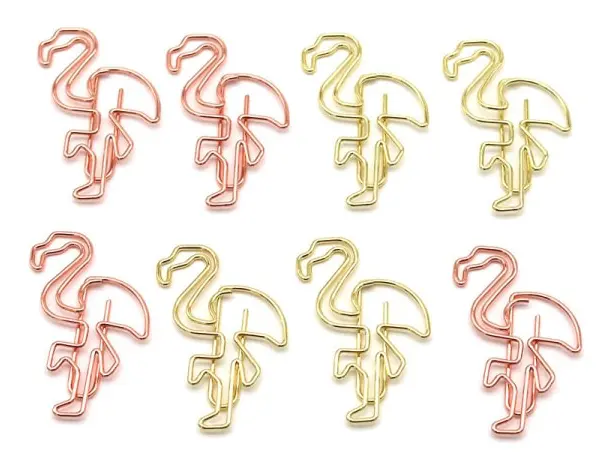 Flamingos 100 st. Clips Blandade Färger Söta Bokmärkesclips för Partyinbjudan Kort Student Barn Present Anteckningsbok Kontorstillbehör