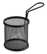 APS serveringsfrikorg SNACKHÅLLARE, 90 mm, svart i rostfritt stål, rund, handtagslängd: 90 mm, höjd: 85 mm - 1 st (40625)