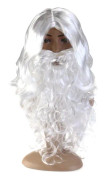 Jultomteperuk och skäggset, vit, tjock, festlig
