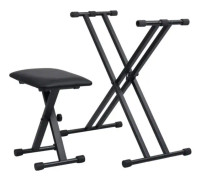 Tangentbordsstativ och pallkit med dubbel hjulbas-Stål-(29-79)x45x(66-98)cm-Svart-för musikinstrument LIA-9112571134709