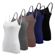 5 st Basic Camisole Justerbar Camisole Spaghetti Strap Linne för kvinnor och flickor (stor (FMY)