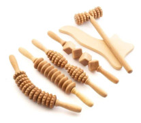 tuuli Anti Cellulite Lymfdränage Massage Kit Set Massager Roller Spatel Trä