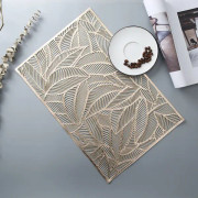 （Guld）Set med 2 Bordstabletter 45x30cm, Tvättbar Halkfri PVC-duk, ZQKLA
