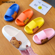 Cartoon Bear Children's Beach Slippers For Boys Girls Home Shoes Summer Thick Sole Flip Flops EVA Soft Outdoor Slippers Child
