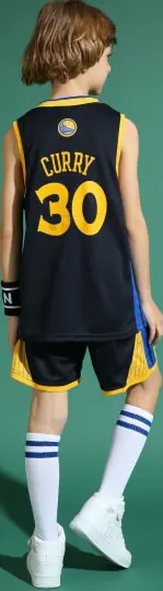 Stephen Curry No.30 Baskettröja Set Warriors Uniform för barn tonåringar Black S (120-130CM)