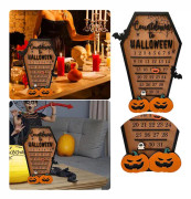 Halloween trä adventsnedräkningskalender Gör-det-själv Flyttblock/nummer, hemskrivbordsdekoration present, vägghängande dekorationer