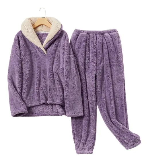 Dam vintertjocknade flanellpyjamas hemmakläder M(90-110 pounds)