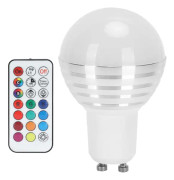 RGB-glödlampa 3W GU10 färgskiftande kullampa med fjärrkontroll KTV-dekoration 85-265V