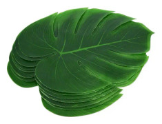 12 st gröna blad plast placemats, tropiska blad, djungelstrand tema, födelsedagsfest, grill