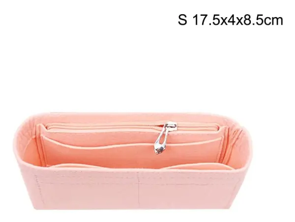 Multi-Pocket Women Insert Bag Handbag i filt tyg Rosa