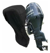 Båtmotoröverdrag 420D Heavy Duty Oxford Cloth Full Outboard Motor Cover med PVC-beläggning Utombordsmotoröverdrag Passar Svart - 20 30HP 165x137