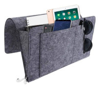 Sängbordsorganisatör Soffa Armstöd Organizer Fjärrkontroll Canape Tom Ficka Sängficka Sängförvaring Väska Sängbord Hängande Överdrag Förvaringsskrivbord, Mörkgrå
