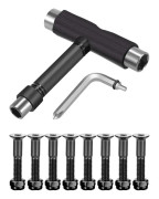 Skateboard Hardware 8-delad bultsats och all-in-one skateboardverktyg Skateboard T-tillbehör med verktyg L-formad Phillips-skruvmejsel