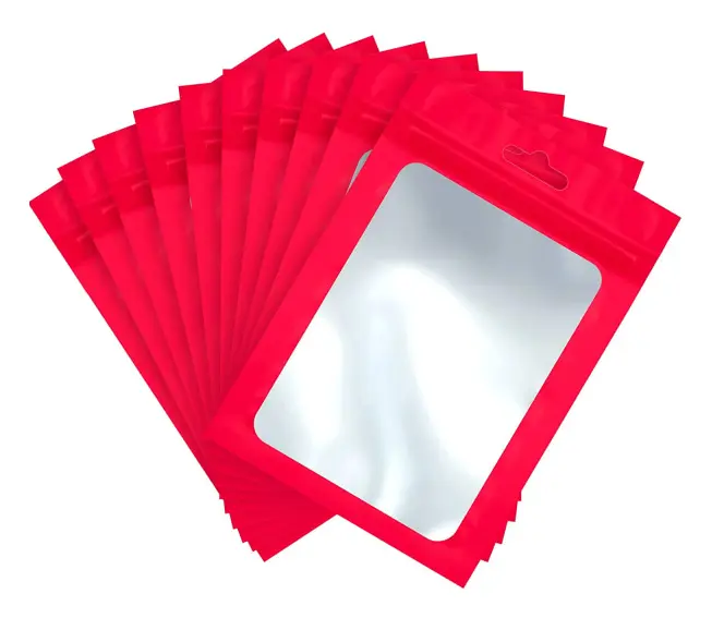 100 st Mylar-påsar Luktfria påsar Återförslutningsbara påsar för smycken, 12*20cm red