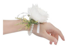 6 st brudgum bröllop corsage handledsblommor, handledsblommor Champagne