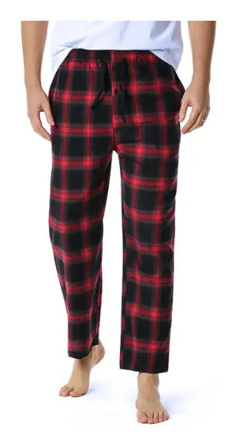 Supermjuka pyjamasbyxor i bomull f?r m?n black red L Cherry
