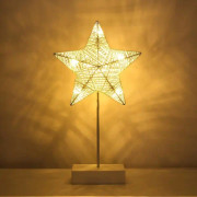 IC Dekorativ bordslampa, julstjärna nattlampa med vindlande bomullstråd, varm LED-lampa för sovrum, batteridriven lampa för bord, vit