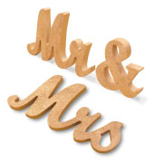 Mr och Mrs logotyp bröllopsbordsdekoration, fristående fotorekvisita i trä
