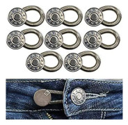 Bältesförlängare, knappförlängare, set om 8, elastisk knappförlängare för byxor upp till 50 mm, infällbara knappar, justerbara midjeförlängare för jeans och