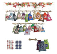 24 adventskalendrar att fylla, julklappspåsar, påsar till adventskalendrar