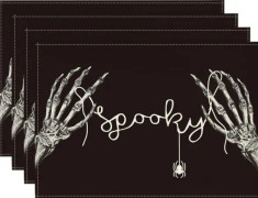 Set med 4 skelettformade H-formade bordsset för Halloween, 30