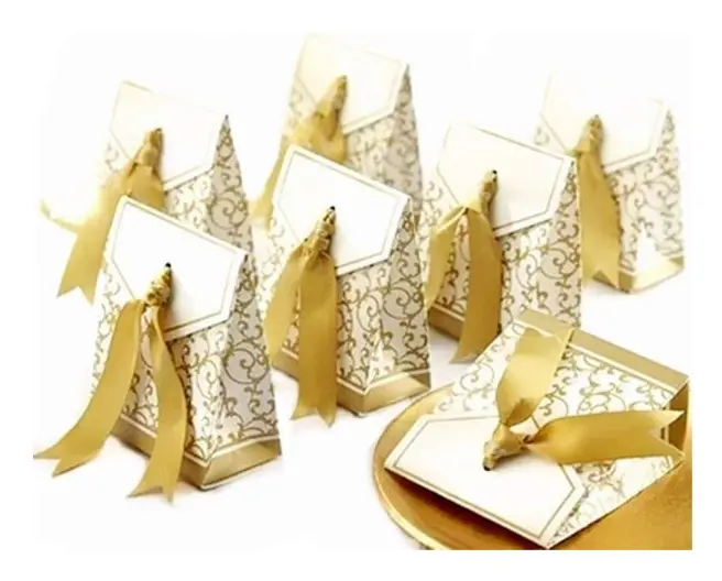 50 st guldpapperspresentaskar för gåvor, godis, konfetti, ZQKLA