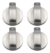 Set med 4 silverfärgade metallknoppar för gasspis, ugn eller häll - fixering h