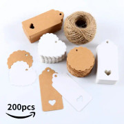 200 st kraftpapper presentlappar med 100 st gratis naturhampa