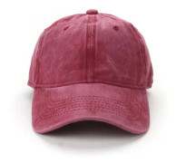 Baseballkeps för män, tvättbar sliten denim, justerbar keps (röd)