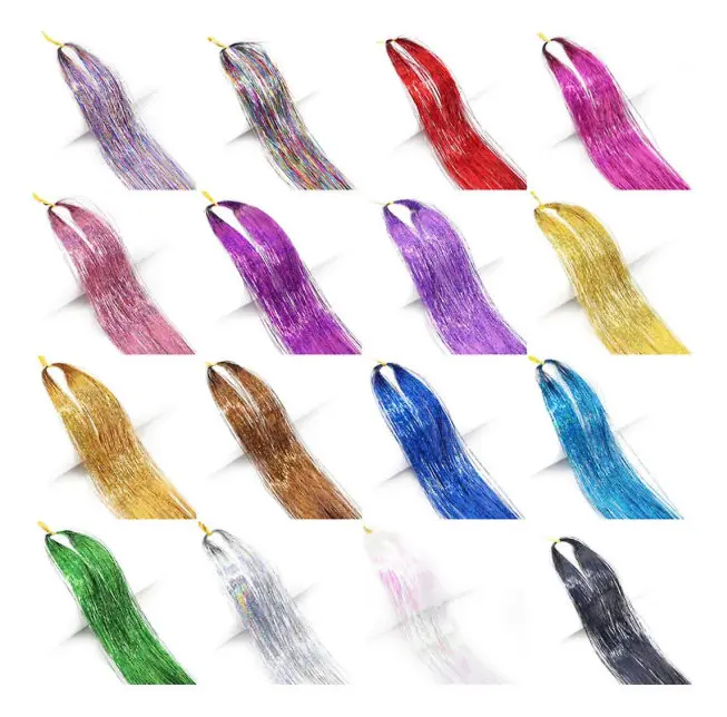 36 tum Hårglitter Glittrande Glitter Tinsel Fe Hår Extensions Värmebeständig Fest Högdager, wz-293 (FMY)