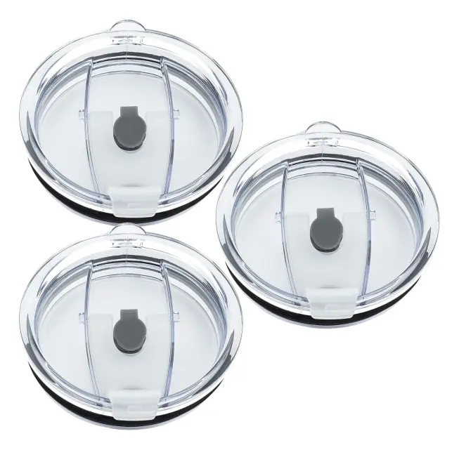 30oz Tumbler-lock med 3 extra silikonringar, spill- och spilltåligt ersättningslock för mugg med sugrörshål, vitt